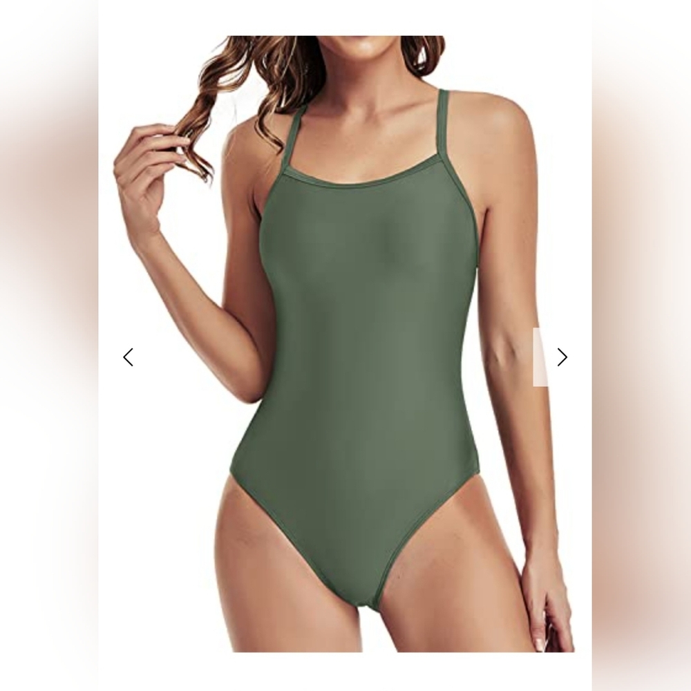 One Piece olive green swim suit size large